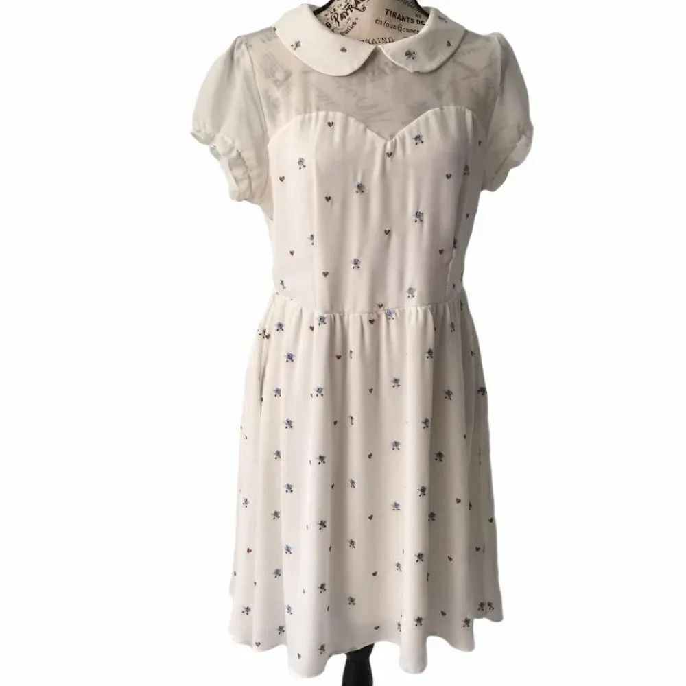 Freeway Vintage Vibe Floral With Collar Dress Made in USA Junior Size Large